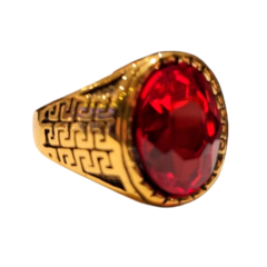 Anillo Acero Dorado Piedra Brillante Roja Shaphir - 11 - comprar online