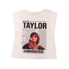 Remera Top Taylor Swift Midnights - Blanca en internet