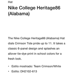 Gorra Nike Collage Heritage 86 Alabama 98usd on internet