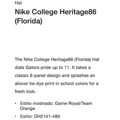 Gorra Nike Collage Heritage 86 Florida 98usd en internet