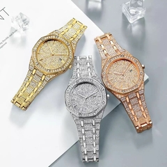 Reloj Strass Rosa Dorado iced Diamante Simil Oro Trap Hip Hop N3 en internet