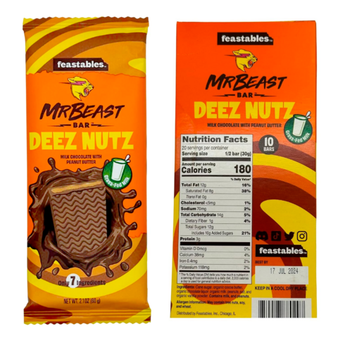 Chocolate en Barra Mr Beast Feastables - Deez Nutz