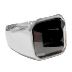 Anillo Acero Piedra Brillante Onix - 10 - comprar online