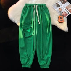 Pantalon Waffle Baggy Verde Streetwear Cargo Moda Joggers 126 Niños en internet