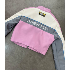 Campera Crop Racing MotoMami Simil-cuero 01 Rosa en internet