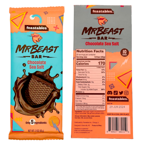 Chocolate en Barra Mr Beast Feastables - Chocolate Sea Salt