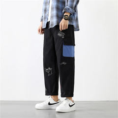 Pantalon Cargo Streetwear Recto Palaso Tobillo escrito Negro 820 - tienda online