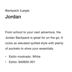 Mochila Jordan essentials wht - 200usd