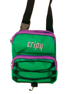 Riñonera mini bag CRIPY Verde con Borde Lila