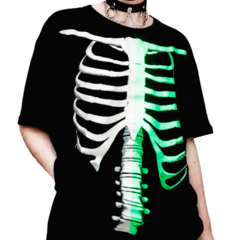 Remera Oversize Full Estampa Skeleto Glow in the Dark - KITCH TECH
