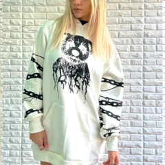 Buzo Hoodie Oversize Made In Hell Blanco Teddy - comprar online