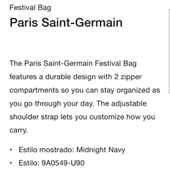Bolso Shoulder Bag Nike Paris Saint-Germain - 120usd