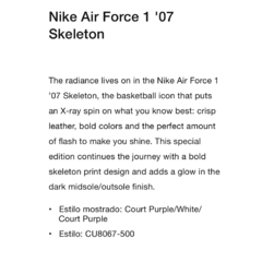 Zapatillas Nike Air Force 1 Skeleton 9us - 330usd en internet