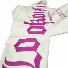 Buzo Hoodie Lookonline Blanco Violeta en internet