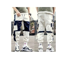 Pantalon Cargo Techwear Ajustable Blanco Suelto Mmu K71 - comprar online