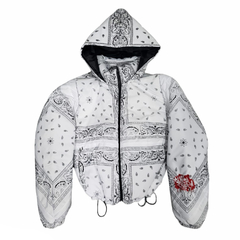 Campera Crop Puffer Bandana Blanco