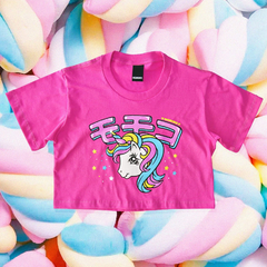 Remera Crop Top Unicorn Rosa