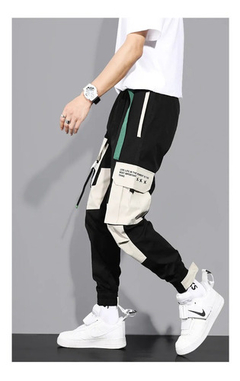 Pantalon Cargo Techwear Tiras Lizo Ajustable Negro 721 en internet