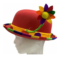 Sombrero De Payaso Circo Bombin Con Flor Colorido