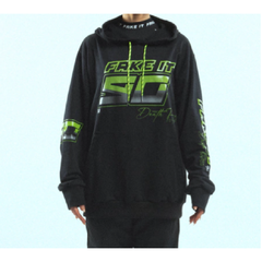 Buzo Hoddie Racer Negro y Verde