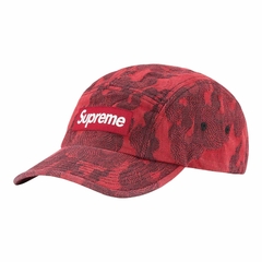 SUPREME FLAMES JACQUARD DENIM CAMP CAP WASHED RED - U$D 150