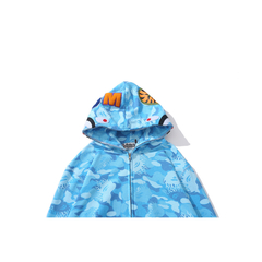 Campera Hoodie BAPE Fire Full Zip Shark Camo Sky Blue (AAA) - 180USD en internet