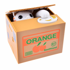 Alcancia Orange Cat Gato Roba Monedas Ahorro A Plias - comprar online