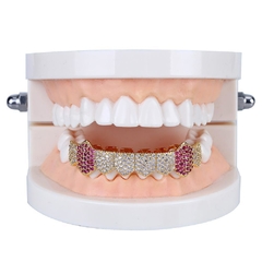 Iced Grillz Inferiores con Strass Baño Oro 14 k Mod. Diamond en internet