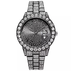 Reloj Strass Negro iced Diamante Simil Oro Trap Hip Hop N1