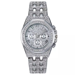 Reloj Strass Plateado iced Diamante Simil Oro Trap Hip Hop N6