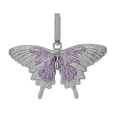 Dije Mariposa "Gran Butterfly" Baño Oro Blanco 14k Zircón Full Strass 100 USD