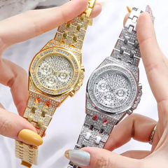 Reloj Strass Plateado iced Diamante Simil Oro Trap Hip Hop N6 - comprar online