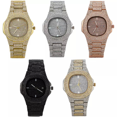 Reloj Strass Rosa Dorado iced Diamante Simil Oro Trap Hip Hop N4 - buy online