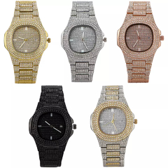 Reloj Strass 2 Tonos Iced Diamante Simil Oro Trap Hip Hop N4 - comprar online