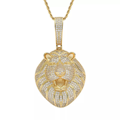 Dije C/ Strass / C/Cadena Standar King Lion Oro 14k