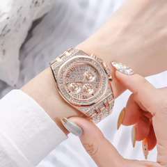 Reloj Strass Rosa Dorado iced Diamante Simil Oro Trap Hip Hop N6 - comprar online