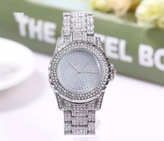 Reloj Strass Plateado Iced Diamante Simil Oro Trap Hip Hop N5