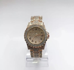 Reloj Strass Rosa Gold iced Diamante Simil Oro Trap Hip Hop N2