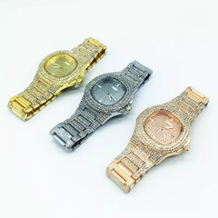 Reloj Strass Plata iced Diamante Simil Oro Trap Hip Hop N4 - comprar online