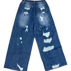 Jean Super Baggy Wide Leg BETH Pacific Blue Destroyed - comprar online