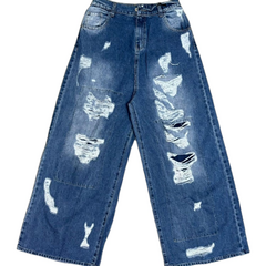 Jean Super Baggy Wide Leg BETH Pacific Blue Destroyed