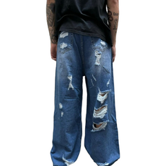 Jean Super Baggy Wide Leg BETH Pacific Blue Destroyed - comprar online