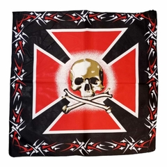 Pañuelo Estilo Calavera Pirata Mercenario Roja Negra