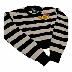 Buzo Sweater Top Rayado Negro Beige - comprar online