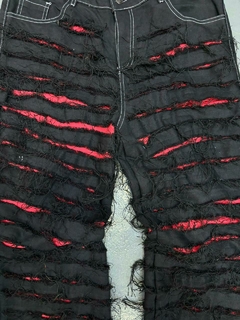 Pantalon Jean Ripped Baggy Wide Negro Rojo - tienda online