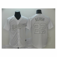 Camiseta Casaca MLB LA Dodgers Grey & White 22 Kershaw