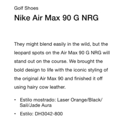 Nike Air Max 90 Golf NRG Leopard 9 us / 41.5 arg (27cm) u$d 330 en internet