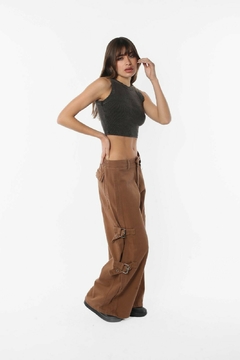 Pantalon Cargo Gabardina Rowana Marron - KITCH TECH