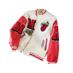 Campera Campeonato Varsity Universitaria Miami Heat Blanca Hueso - comprar online