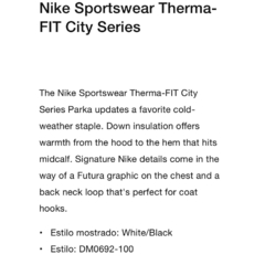 Campera Nike Parka Sportswear Therma-Fit City Series White - usd550 - KITCH TECH